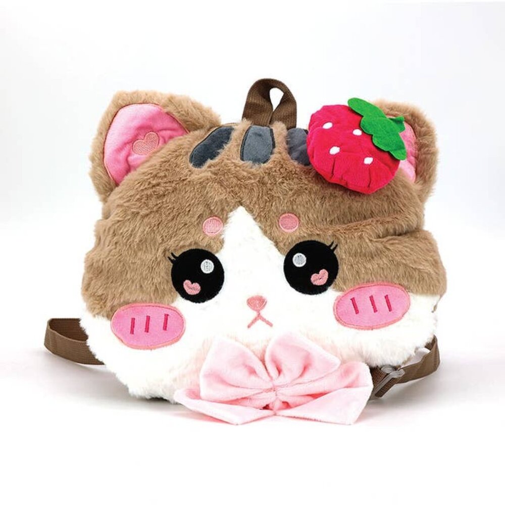 SPOOKYVILLE CRITTERS Kawaii Strawberry Kitty Plush Backpack